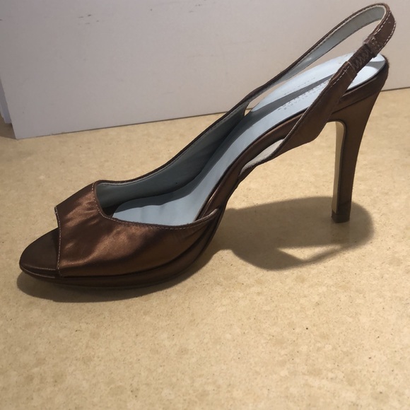Lela Rose Unforgettable Moments Brown Satin Sandals - Picture 3 of 12